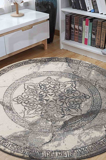 Alfombra circular moderna VISTA BLANCO GRIS