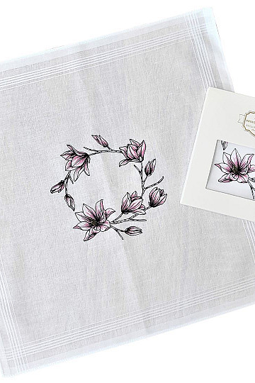 Pañuelos mujer de tela - pañuelo estampado a mano Flor 1ud