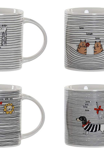 Taza Rayas Blanco y Negro 250 ml
