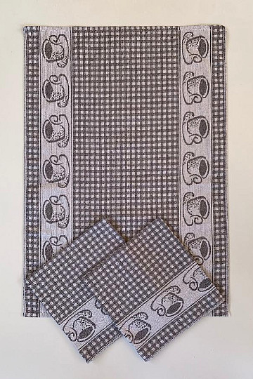 Toallas TAZAS MARRÓN a cuadros