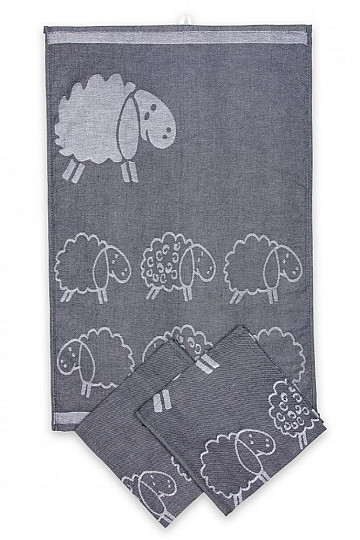 SHEEP paños de cocina gris oscuro 3 piezas