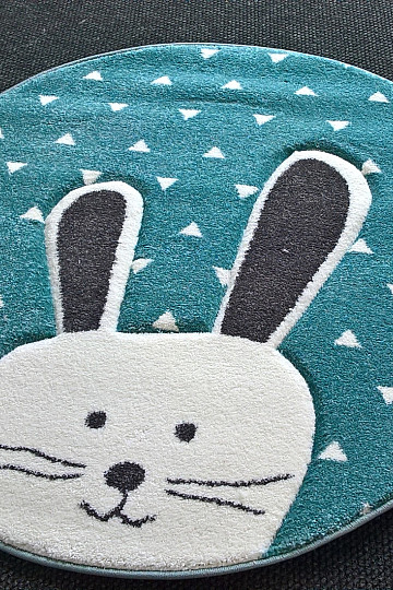 Alfombra redonda infantil PASTEL Conejito Turquesa