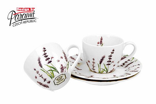 Juego de 2 tazas de café expreso de porcelana Lavanda E šapo