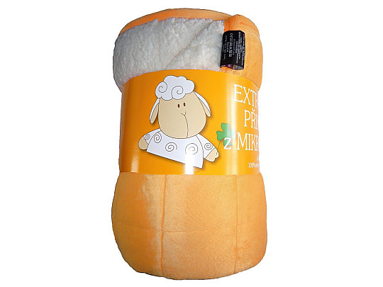 manta microfibra EXTRA SUAVE punto OVEJA naranja claro