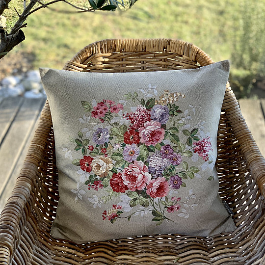 Funda de cojín tapiz FLOR BEIGE