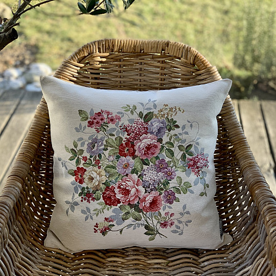 Funda de cojín tapiz RAMO DE FLORES