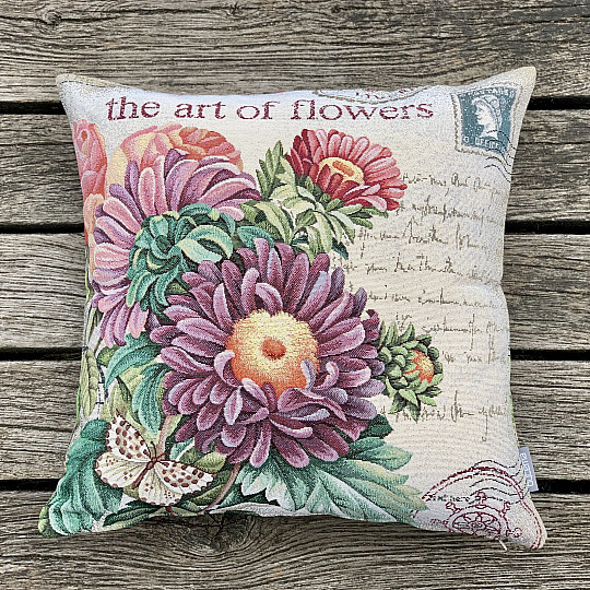 Funda de almohada tapiz FLOR - POSTAL MORADO