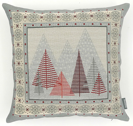 Funda tapiz navideño ÁRBOLES GRIS-ROJO