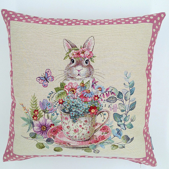 Funda de cojín tapiz BARE IN A MUG rosa