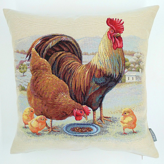 Funda cojín Gobelino FAMILIA POLLO