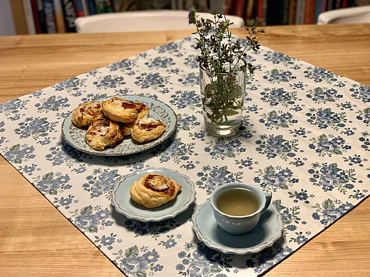 Mantel y chal TOSCANA VALERY flor azul