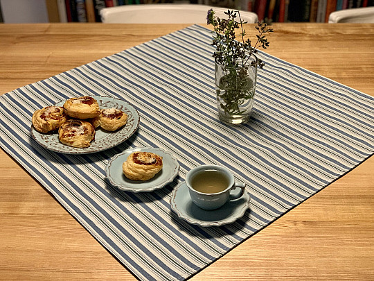 Mantel y pañuelo TOSCANA VALERY MULTI STRIPE azul