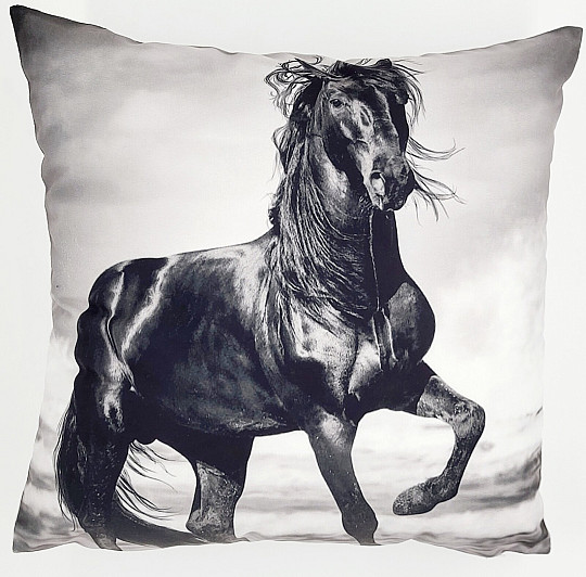 Funda de almohada decorativa CABALLO NEGRO