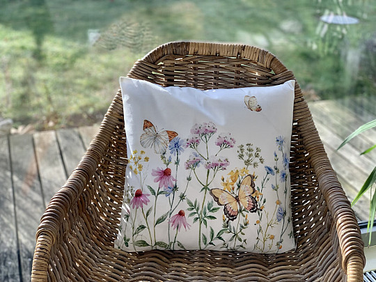 Funda de cojín decorativa MARIPOSAS PRADERA
