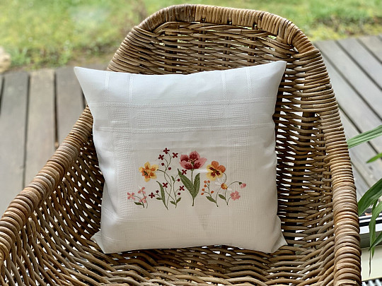 Funda de almohada bordada FLORES DEL JARDÍN