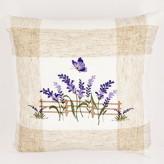 Funda de almohada bordada LAVANDA DETRÁS DE LA VALLA