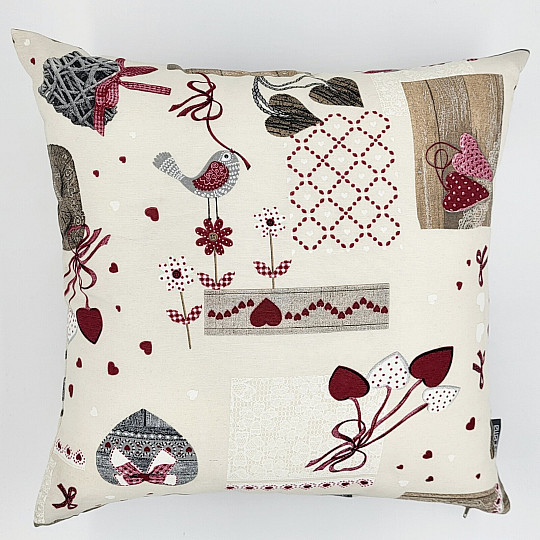 Funda de cojín decorativa TM PATCHWORK burdeos