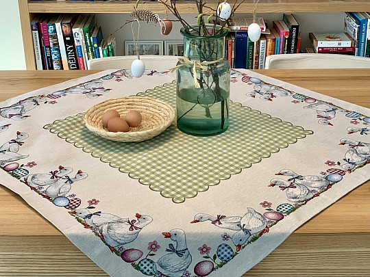 Mantel tapiz y bufanda HUSIČKA ZELENÉ KÁRO