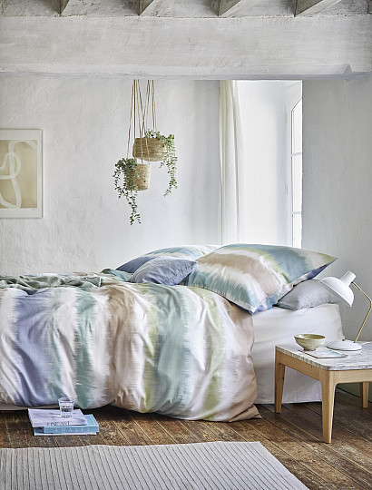 IRISETTE satén de algodón de lujo BLANCA azul