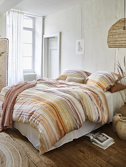 IRISETTE lujoso satén de algodón MAGIC 50 rayas naranjas