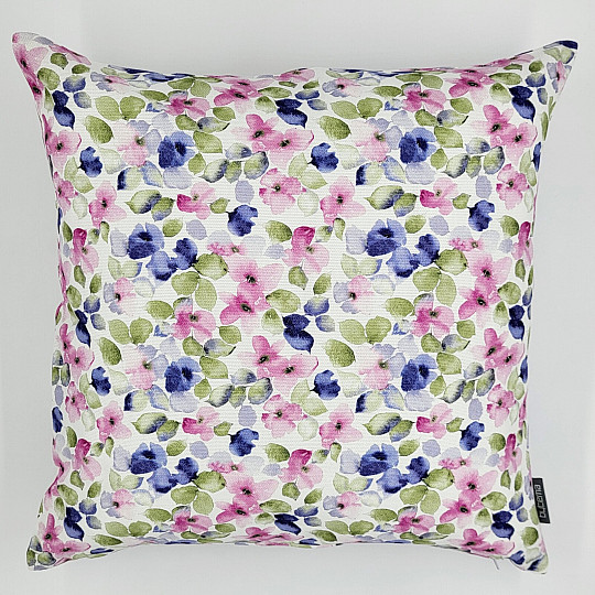 Funda de cojín decorativa FLORES PEQUEÑAS ROSA AZUL