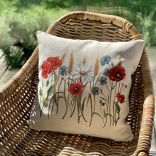 Funda de cojín tapiz FLORES DE CAMPO
