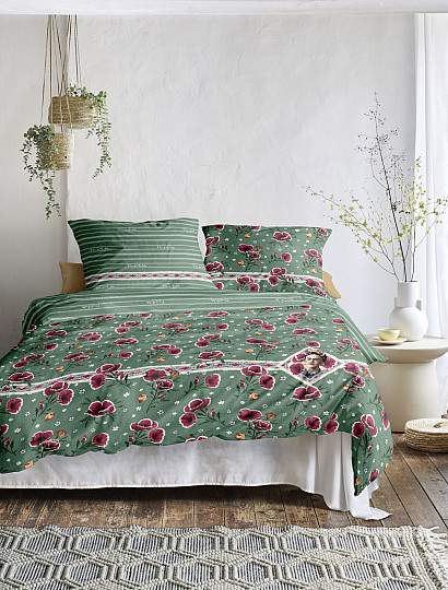 IRISETTE lujoso satén de algodón FRIDA KAHLO - AMAPOLAS