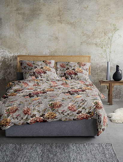 Ropa de cama de franela de lujo IRISETTE ZOBEL 8552-11 FLOWERS gris