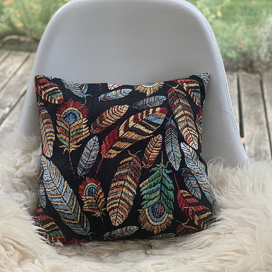 Funda de cojín Gobelino PLUMA NEGRO