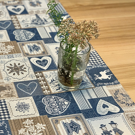 Mantel tapiz, bufanda PATCHWORK SRDCE azul