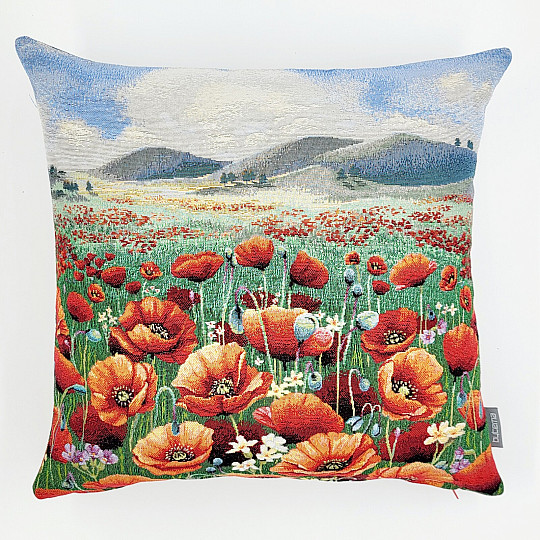 Funda de cojín tapiz CAMPO DE AMAPOLA