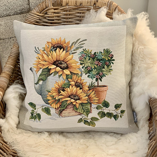 Funda de cojín tapiz GIRASOLES EN MARCO