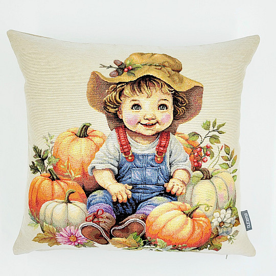 Funda de almohada tapiz NIÑO CON CALABAZA