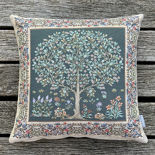 Funda de cojín tapiz ÁRBOL DE LA SUERTE verde
