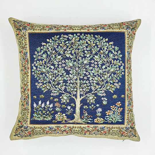 Funda de cojín tapiz ÁRBOL DE LA SUERTE azul
