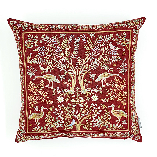 Funda de almohada tapiz WILLIAM MORRIS burdeos