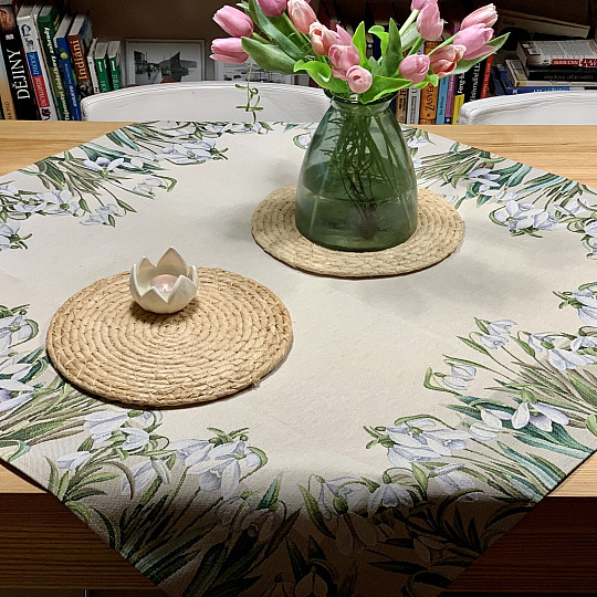 Mantel tapiz y bufanda PEQUEÑOS COPOS DE NIEVE