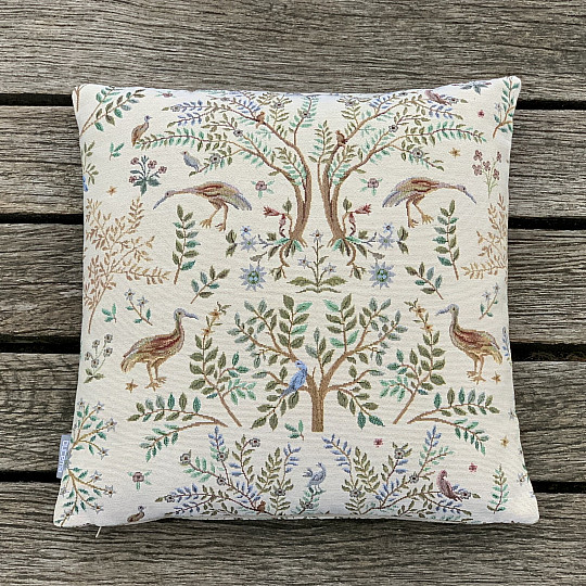 Funda de cojín tapiz WILLIAM MORRIS beige - superficie completa
