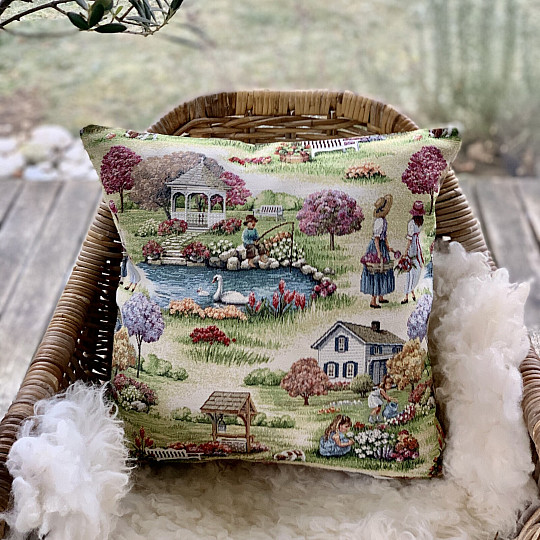 Funda de almohada tapiz JARDÍN DEL PARAÍSO II