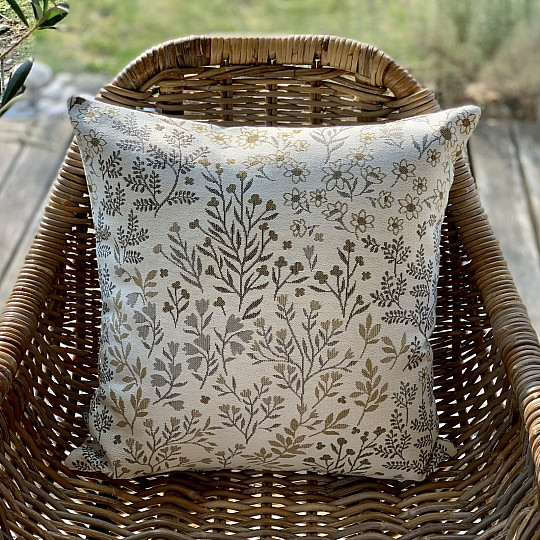 Funda de almohada tapiz GLADIS FLOR beige