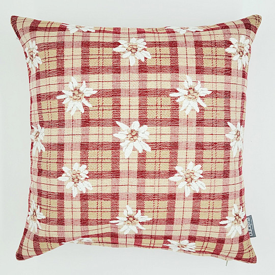 Funda de almohada decorativa FLORES Y DIAMANTES rojo