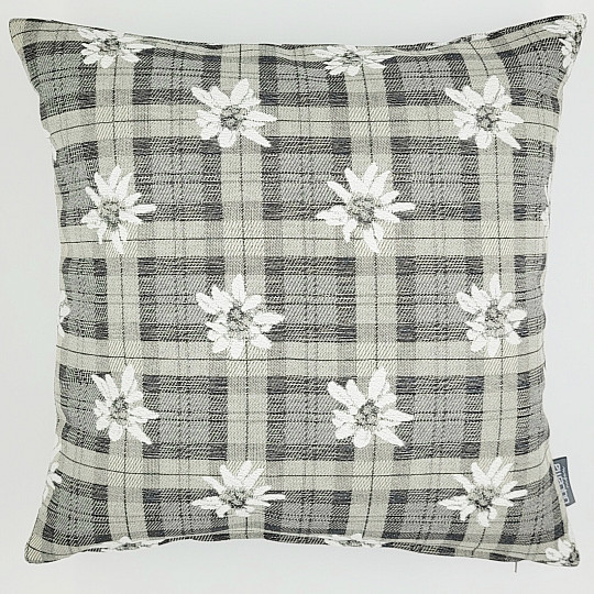 Funda de almohada decorativa FLORES Y DIAMANTES gris