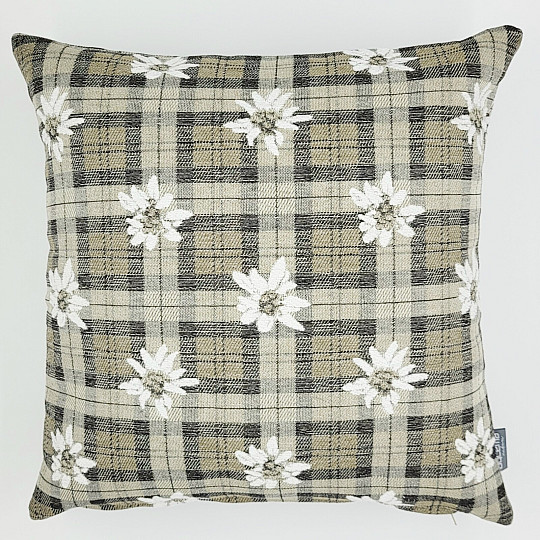 Funda de almohada decorativa FLORES Y DIAMANTES marrón claro