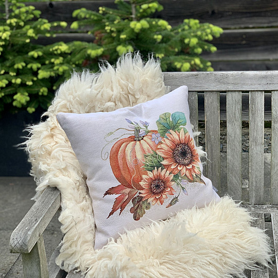 Funda de almohada tapiz CALABAZAS Y GIRASOLES