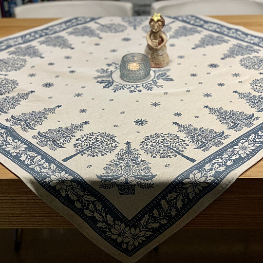 Mantel y bufanda tapiz FOLK CHRISTMAS azul
