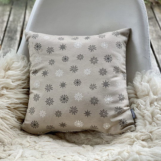 Funda decorativa navideña COPOS GRIS BLANCO