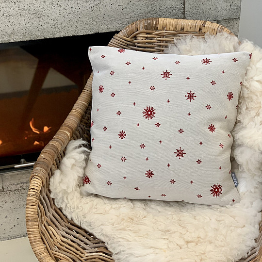 Funda de tapiz navideña Copos finos ROJO