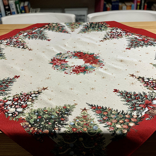 Mantel y pañuelo tapiz ÁRBOLES DE NAVIDAD