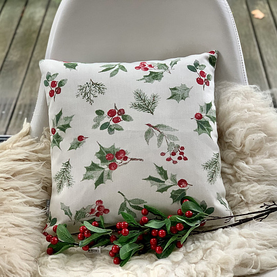 Funda decorativa navideña HOLLY GREEN