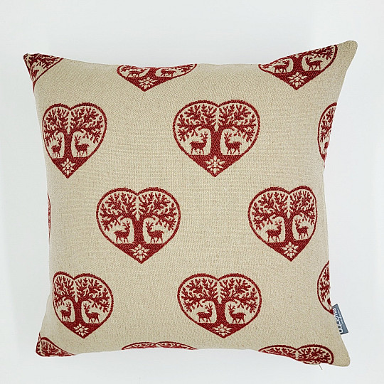 Funda decorativa de lujo CORAZÓN CON CIERVO rojo B